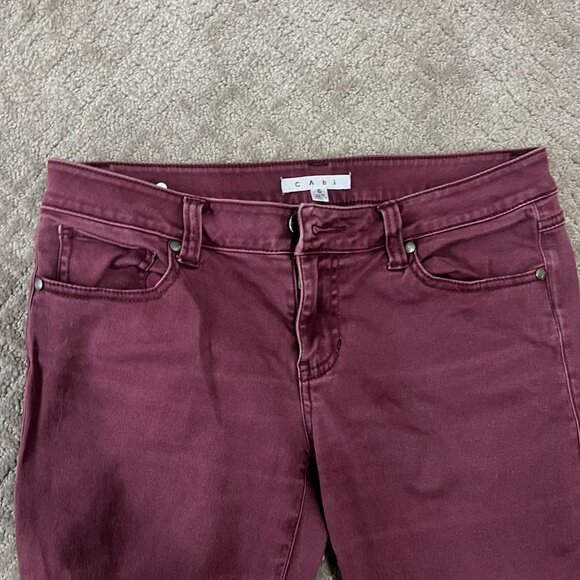 CAbi Bordeaux Mid-rise Maroon Skinny Jeans Curvy Fit, Size 6 - Picture 6 of 10
